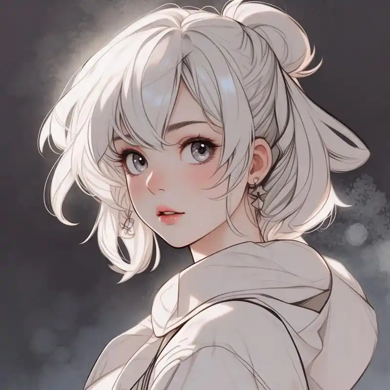 78白发美少女,漫画风头像78