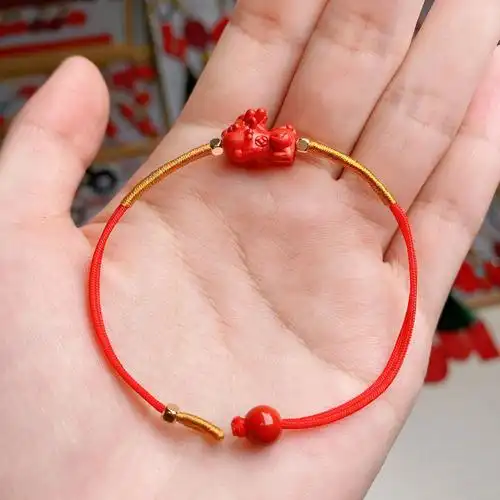 高含量含量朱砂富甲手绳手串中国风原矿紫金手链