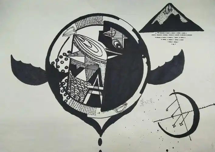 几何形体的联想——黑白装饰画(合肥市行知学校八年级17班作品展)