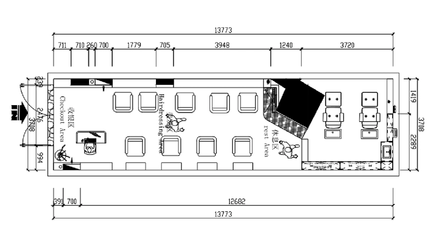 巴艺美发沙龙万达茂四店理发店设计方案