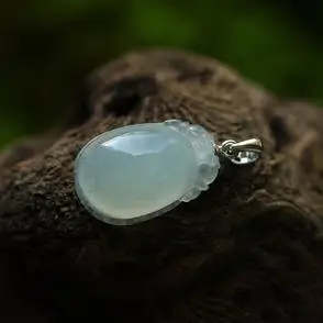 冰种翡翠福瓜小吊坠福禄寿挂件缅甸玉石18k金天然a货珠宝首饰0192