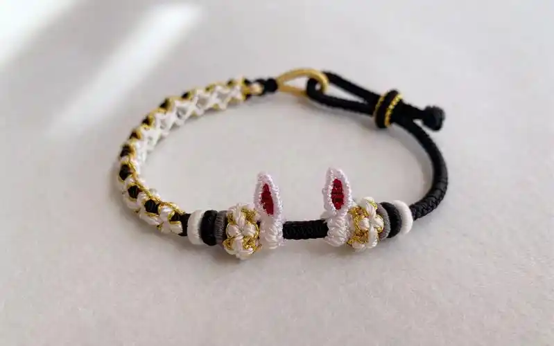 (编绳)八股编兔耳朵手绳可穿珠