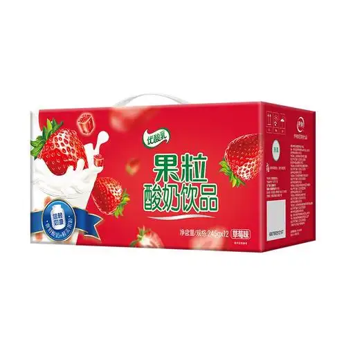 伊利利优酸乳果粒酸奶245ml12盒草莓黄桃芒果味含乳饮料