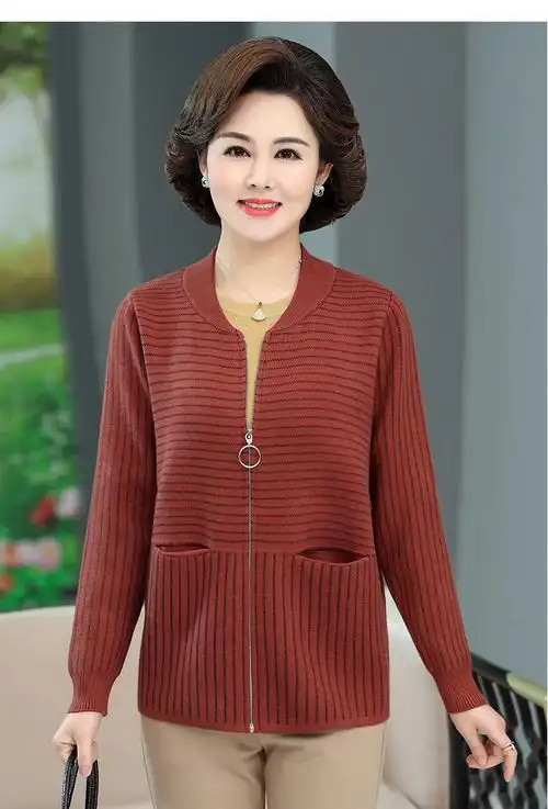 女装 中老年女装 雅鹿 雅鹿妈妈休闲针织长袖上衣40岁50中年女秋冬装