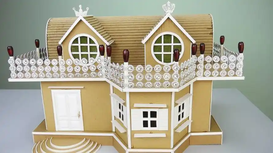 手工制作,纸板创意,简单的双层别墅