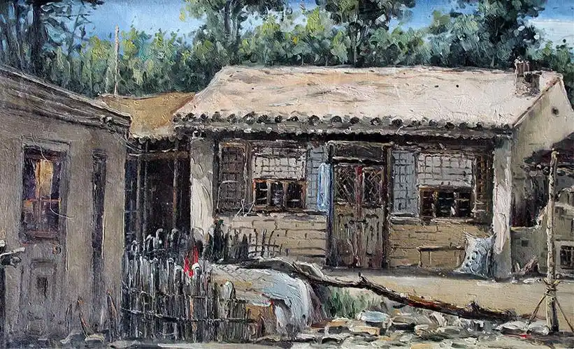 蔡爵《农家小院》 布面油画 何乐不为文化