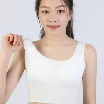 隆京啸少女内衣女初中高中学生发育期小背心防凸点女童大童薄款胸垫