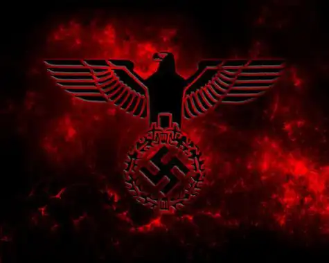 求鹰抓着纳粹万字符,符上缠着一条蛇的图