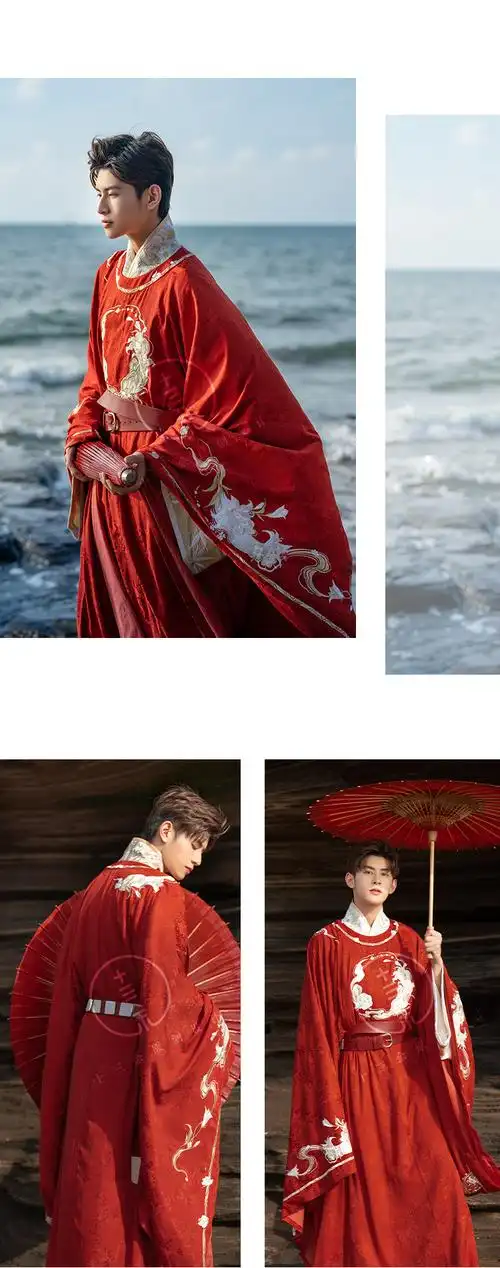 十三余小豆蔻儿[和合花开]宋圆领袍交领衫玉牌革带宋制汉服男婚服