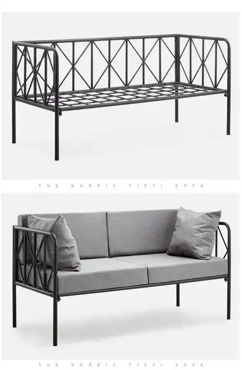 北欧简约现代工业风loft铁艺沙发茶几沙发w1200