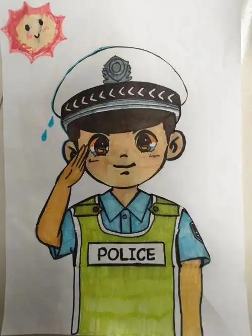 你好警察节巴州公安交警一组手绘漫画献礼第四个中国人民警察节