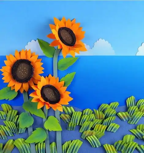 精致的海绵纸贴画图片乡村田园生活