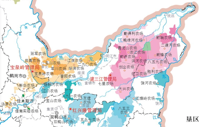 建三江管理局所有农场都连在一起