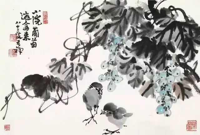 李苦禅 小院葡萄