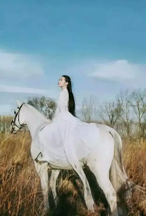 身骑白马,仗剑天涯,只为了年少那一眼回眸,那一句相思古风,女头