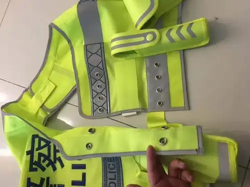 雨豹 荧光黄网格面料八件套交警执勤反光马甲 可定制印字