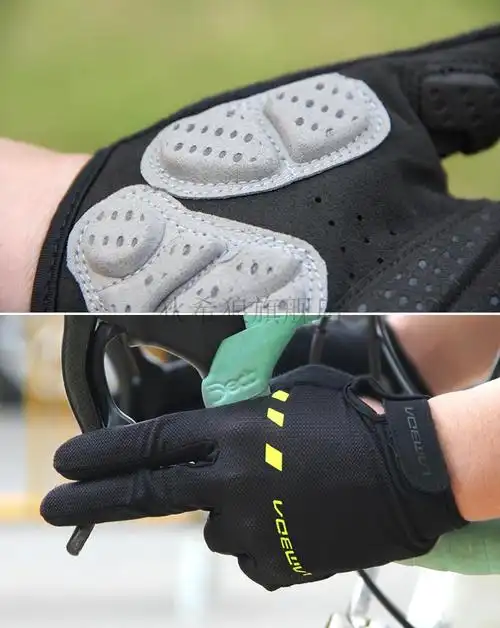 兰帕达减震骑行手套全指触屏春夏季长指公路山地自行车单车男女黑白xl