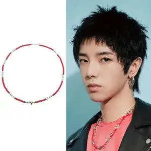 华晨宇同款红蓝白珠金贝壳项链花花mbl直播新款ins男女火星人饰品