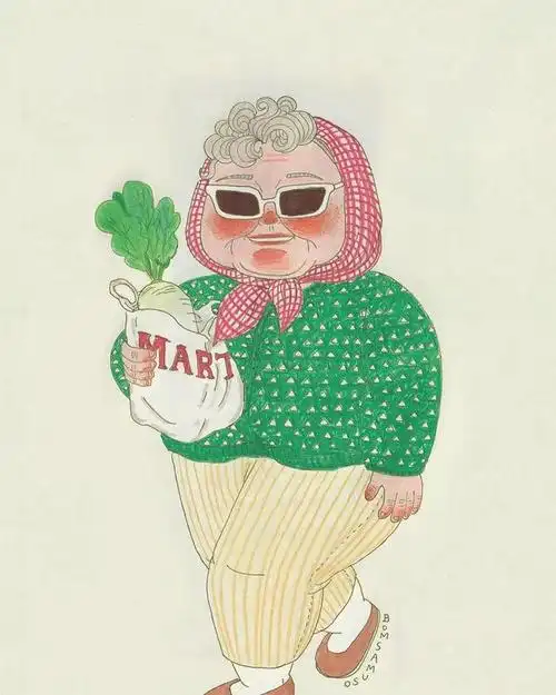 一对恩爱的老夫妻插画︱韩国插画师bomsamuso的作品