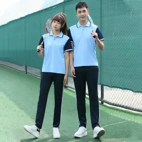 夏季学生校服套装高中生初中生小学生班服大码短袖长裤运动团体服