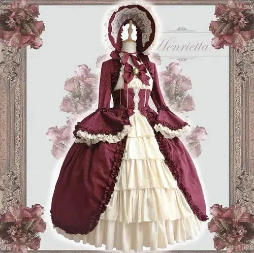 第六款是古典风洛丽塔.经典配色,整体风格很平实,也很适合新手哦!