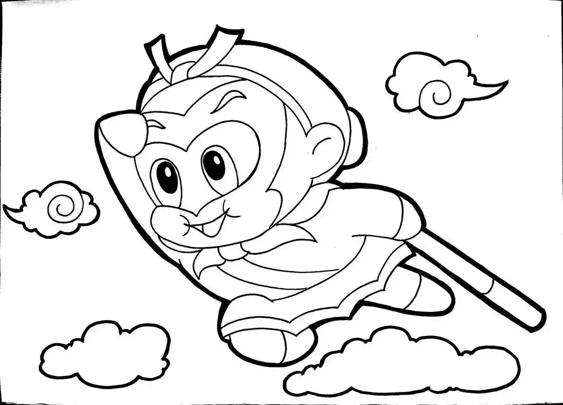 马克笔儿童画孙悟空 马克笔儿童画卡通画简笔画孙悟空 西游记孙悟空