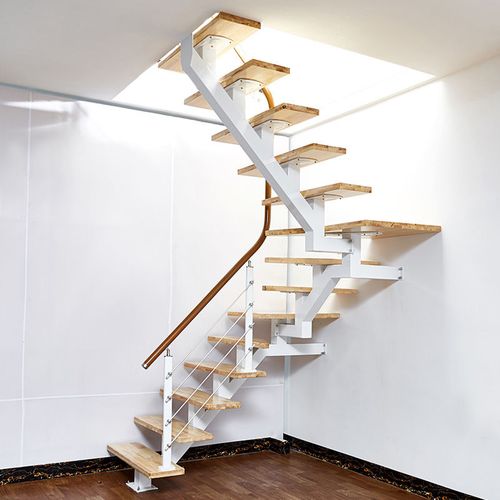 定制实木旋转楼梯阁楼复式悬空拐角钢结构loft家用室内整体悬浮式