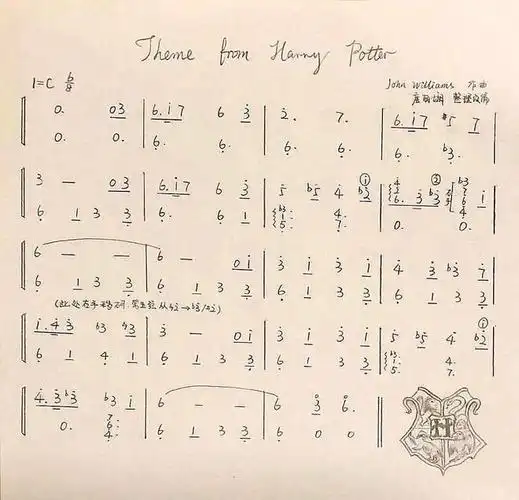 哈利波特主题曲(海德薇格主题曲)(简谱)_c调_古筝谱_唐丽娴 鹿鸣音乐
