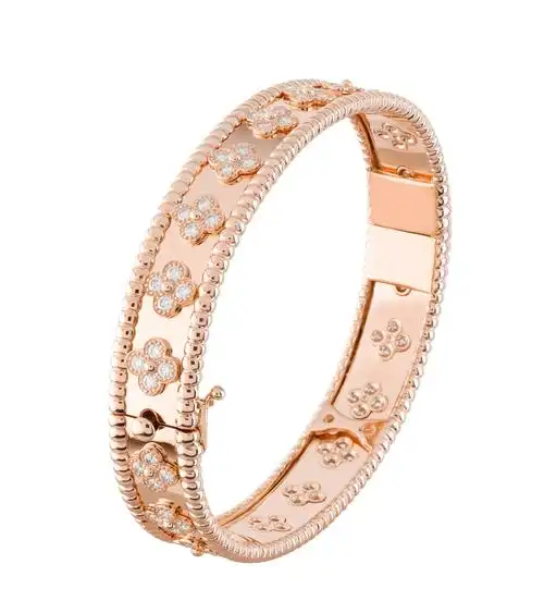 vancleefarpels玫瑰金镶钻手镯梵克雅宝