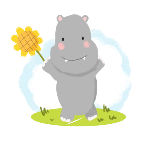 夏日可爱卡通清新手绘动物