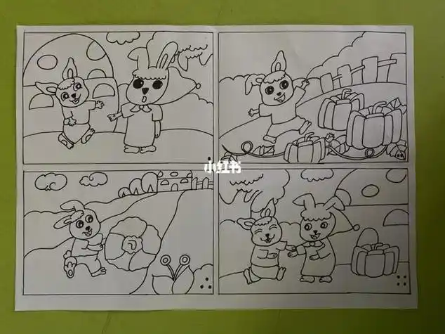 故事画-小兔子运南瓜南瓜兔子故事简笔画教程简