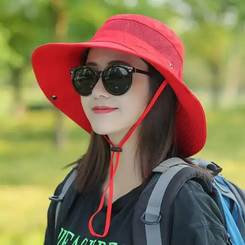 户外登山帽子男女夏天遮阳帽遮脸防紫外线渔夫帽旅游情侣防晒帽子