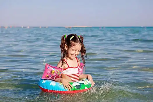 小女孩,游泳,海中,浮漂,暑假,美女,玩,深海