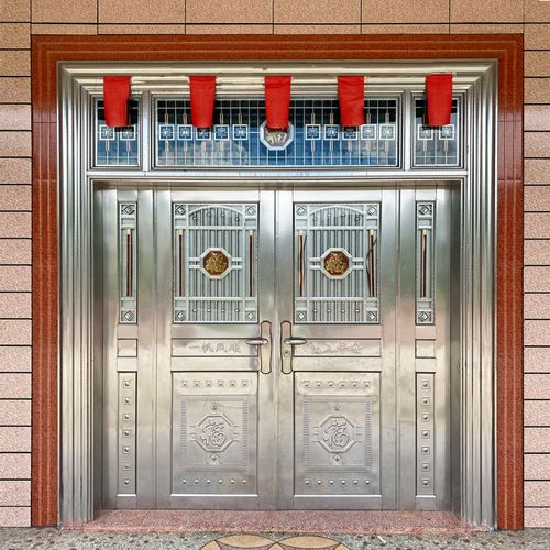 304不锈钢门入户大门家用四六开子母进户乡村双开农村自建房庭院