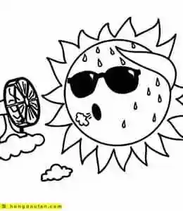 9张戴着太阳镜的卡通儿童涂色简笔画