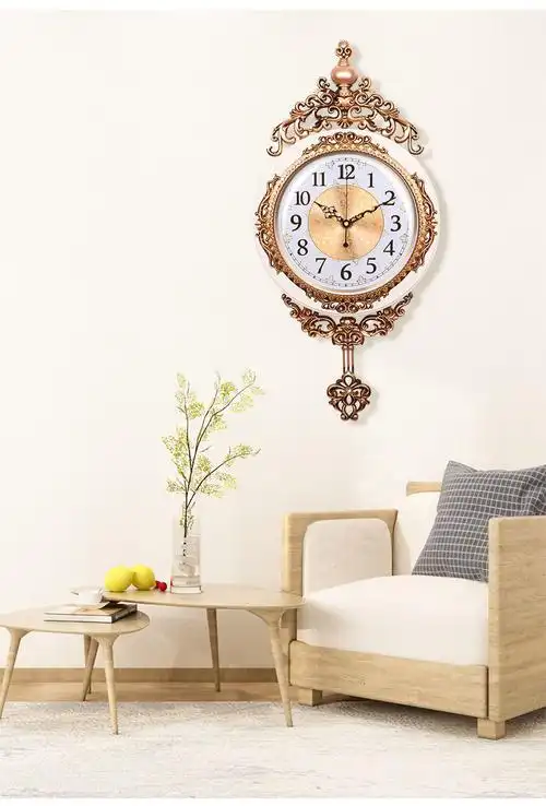 创意钟表欧式摇摆挂钟客厅个性静音轻奢艺术超静音家用时钟挂墙上琉璃