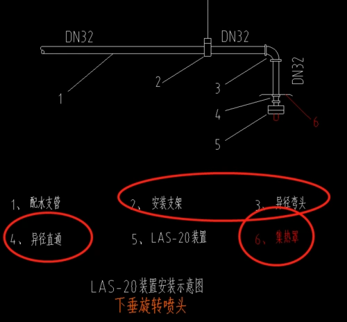 下垂旋转喷头如图其中的异径直通弯头集热罩需要另外套定额吗