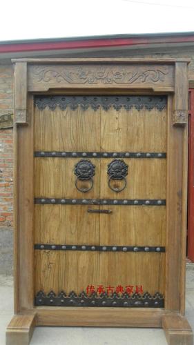 老榆木大门 中式实木大门 酒店茶楼装饰仿古大门 进户门 庭院门