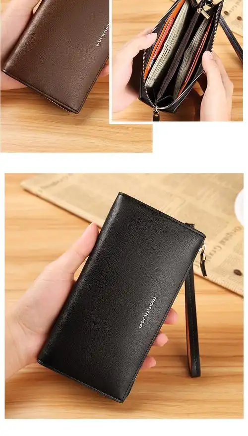 蒙娜丽莎monalisa男女包特卖旗舰店男士时尚商务拉链手拿包钱包便捷零