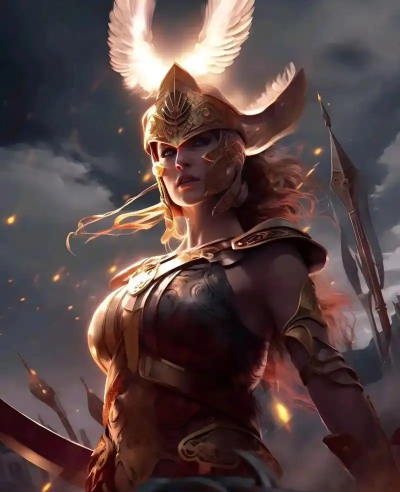 ai创作:身披铠甲的战争女神雅典娜.#动漫# #插画# #二次元