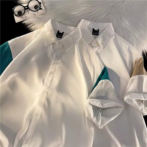 白衬衫男长袖宽松学生dk制服短袖西装套装打底内搭衬衣工作服大码