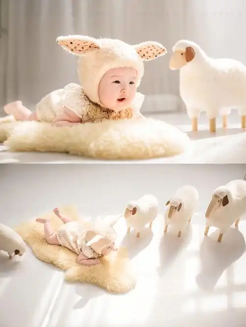 正在晒太阳的百天宝宝