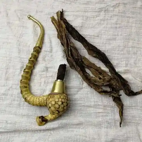 竹子烟杆手工贵州老式野生短款弯式纯铜烟锅烟斗