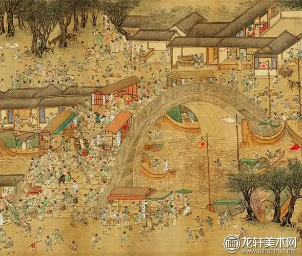 仇英《清明上河图》-仇英青绿工笔重彩清明上河图完整全卷高清图赏析