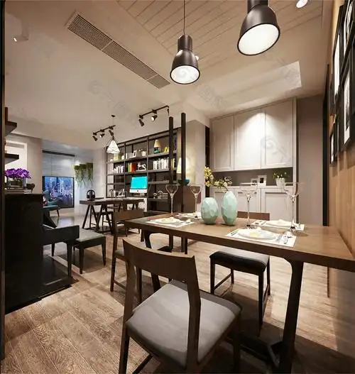 混搭简约风格餐厅效果图装饰装修素材免费下载(图片编号:8951691)-六