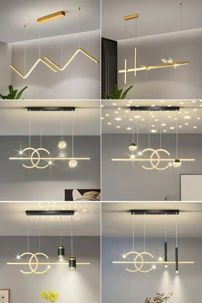 48款极简线条设计餐厅吊灯.极简 线条 元素 灯光美学 打造 - 抖音