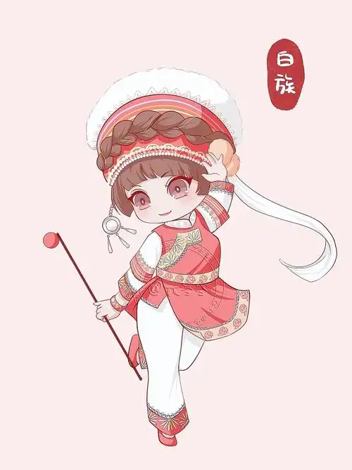 画一个白族小姑凉