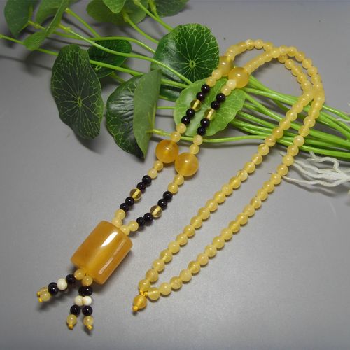 天然波罗地海新蜜蜡项链 搭配大桶珠新蜜蜡圆珠血珀白蜜蜡