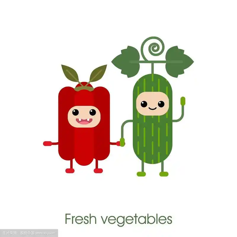 卡通可爱微笑蔬菜黄瓜辣椒