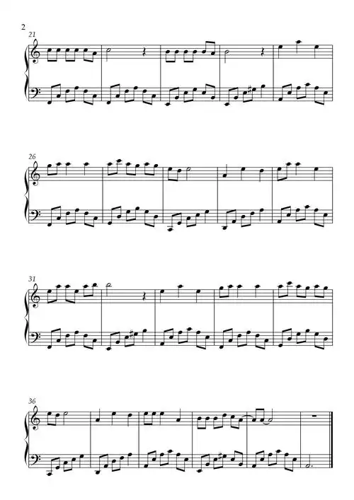 唐磊【丁香花 唐磊 c调简单易弹钢琴谱】_在线免费打印下载-爱弹琴